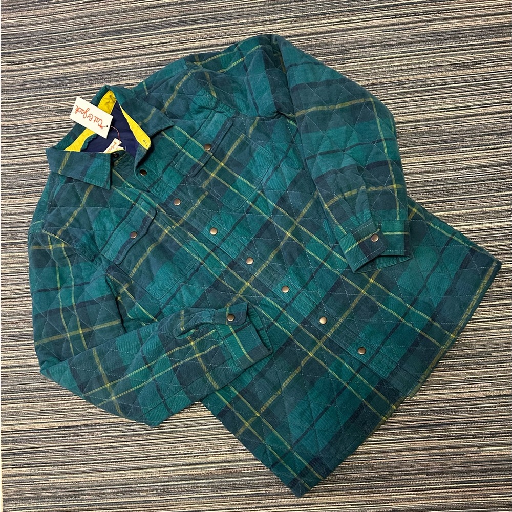 Cat and Jack Youth Blue and Green Quilted Plaid Shirt Jacket  Size Y XL (16)